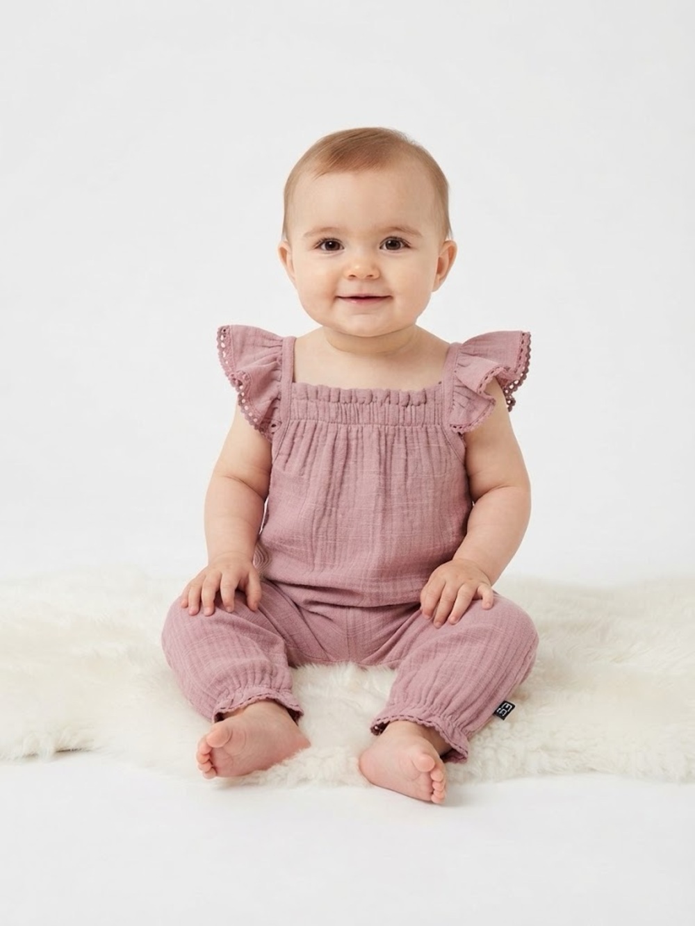 Mauve Baby Flutter Romper - Kids Bottoms